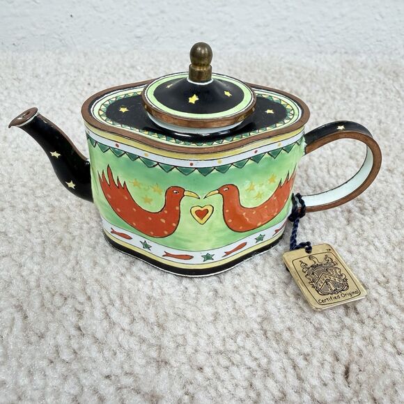 Trade Plus Aid Other - Trade Plus Aid Charlotte di Vita Love Birds II Miniature Enamel Teapot Maddicot